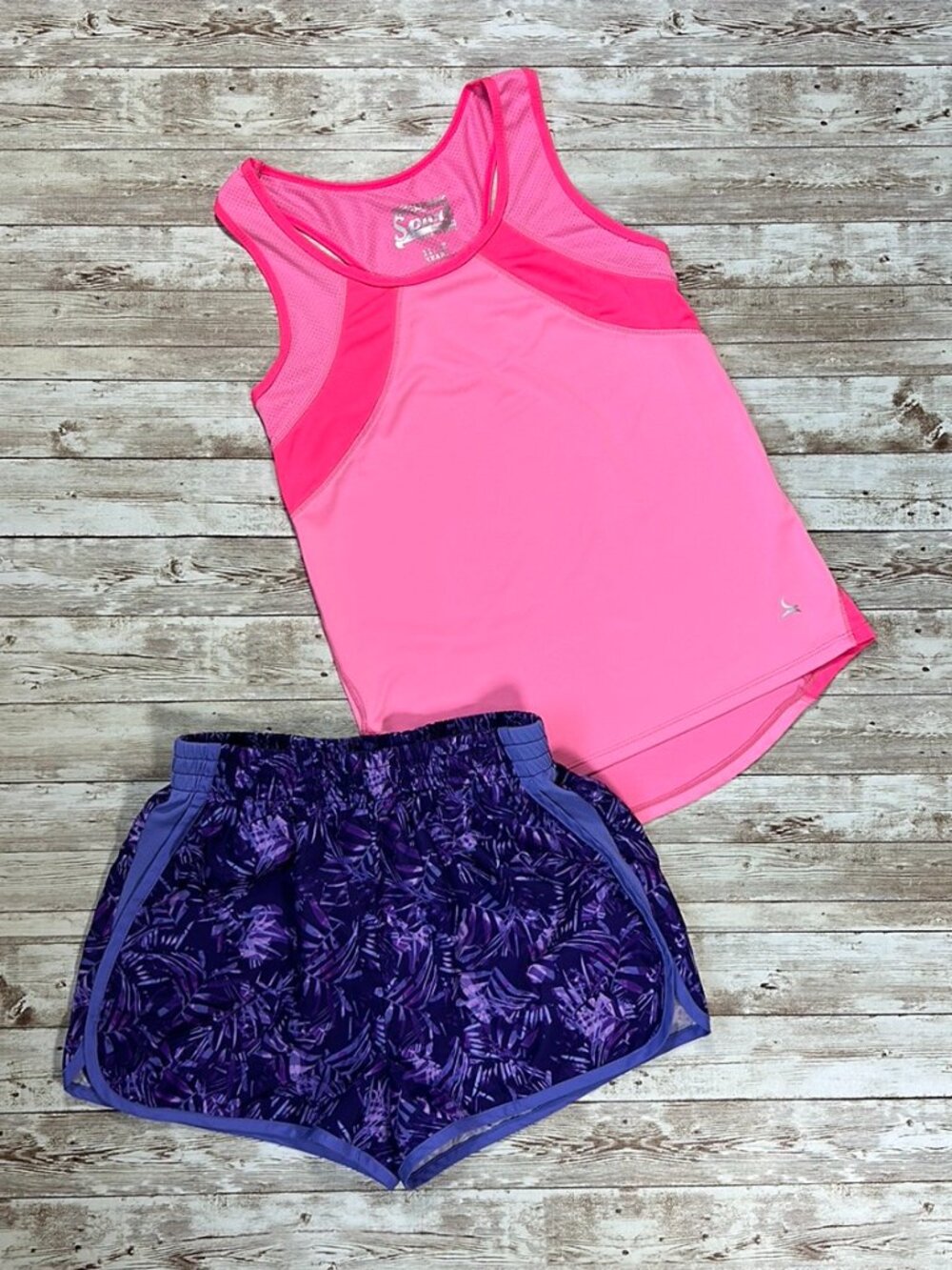 Champion Girls Athletic Shorts & Tank Top Bundle sz 10-12 Track Pink Purple